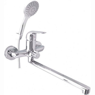 Смеситель для ванны Rubineta с душевым шлангом Lima-11/C длинный гусак LI11CK08