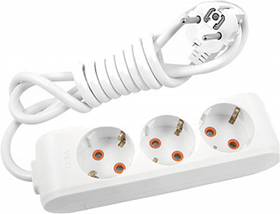 Удлинитель 16 А 230 В с заземлением 3 гн. белый 3 м 90114303 
