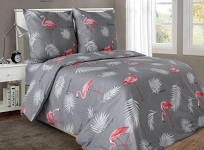 Комплект постельного белья Flamingo семейный серый с розовым UP! (Underprice) 