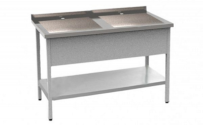 Мийка виробнича 2 секції з бортом ВМС4 1200x600x850 мм нержавіюча сталь