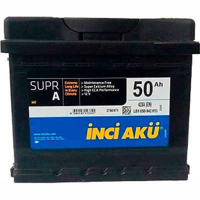 Аккумулятор автомобильный INCI Supra (Sentor) 50А 12 B L1 050 045 113 «+» слева