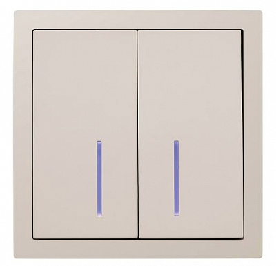 Механізм вимикача двоклавішний HausMark Juna з підсвіткою пісочна/бежевий 7041-1888U2-112QC
