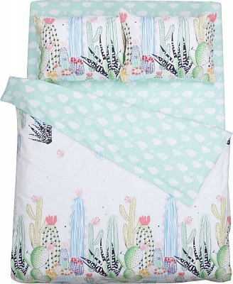 Комплект постельного белья Bright cactus 2 зеленый с рисунком 