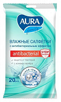Вологі серветки Aura Antibacterial 20 шт.