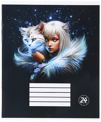 Тетрадь школьная Cat girl_25 24 листа в клеточку Nota Bene
