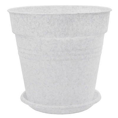 Горщик пластиковий Алеана Глорія круглий 6,6л білий із сірим (114017)