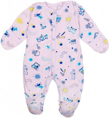 Комбинезон Маленькие люди 3601-111 р.68-74 белый с разноцветным 