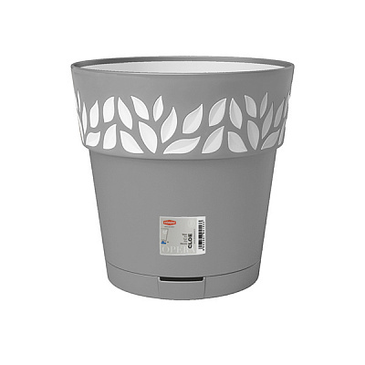 Горщик пластиковий Stefanplast Opera Cloe круглий 11,8 л сірий/білий (94167)