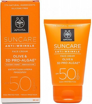 Крем Apivita для обличчя проти зморшок SPF 50 з оливою та комплексом 3D PRO-ALGAЕ 50 мл
