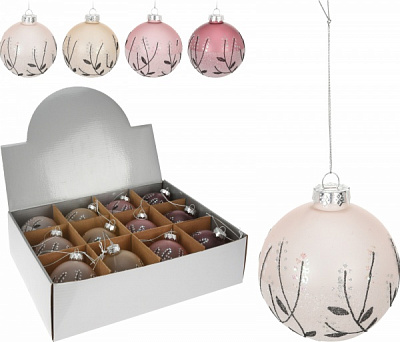 Елочная игрушка в форме шара d 80 мм в ассортименте ABR522810