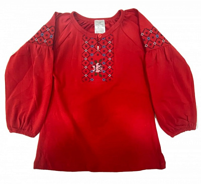 Вышиванка для девочек JOIKS р.122 красный WU-01 