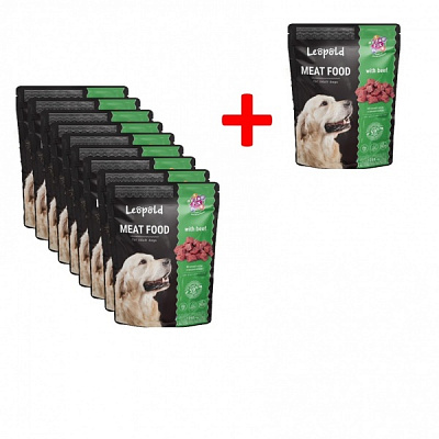 Корм влажный для всех пород Леопольд ассорти 10 шт. с говядиной и курицей 12,5 кг