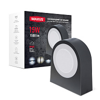 Світильник вуличний настінний Maxus 15 Вт /матовий чорний 1-MWL-15W-BG