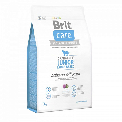Корм для цуценят та юніорів до 25 кг для великих порід Brit Care лосось та картопля 3 кг
