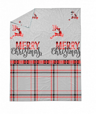 Пододеяльник фланель Marry Christmas 200x220 см серый с красным La Nuit 