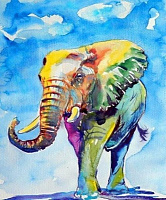 Картина стразами на підрамнику Слон. Акварель 40x50 см 188616 Діамантові ручки 