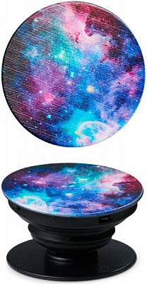 Тримач для телефона Pop 005 Зорі Luxe Cube чорний із блакитними вставками