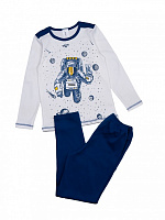 Піжама для хлопчиків Luna Kids Космонавт на ракеті р.146–152 молочний із синім 0048 