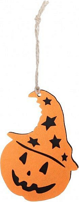 Підвісний декор з фетру Гарбуз 9х12,5 см помаранчевий із чорним