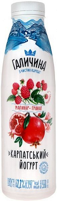 Йогурт Галичина питний Малина-гранат 2,2% 550г (4820222761741)