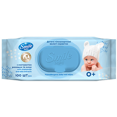 Дитячі вологі серветки Smile Baby Фітолінія 100 шт.