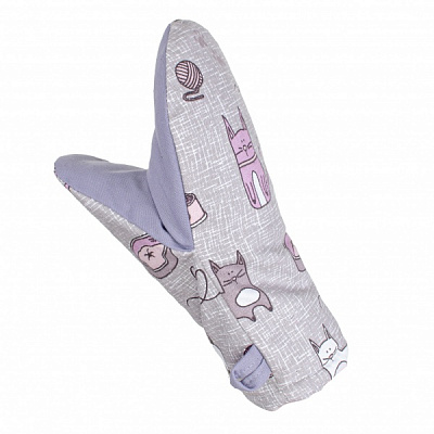 Рукавиця Кіт на кухні 15x28 см сіро-бузковий Homeline