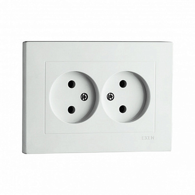 Розетка подвійна побутова без заземлення EXEN Karell IP20 білий 200-010103-244