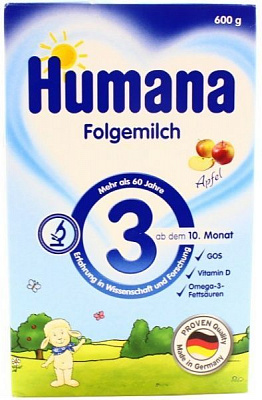Суха молочна суміш Humana З яблуком 3 600 гр