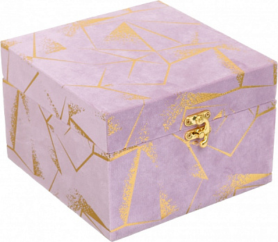 Сундук Геометрия 18х18х12 см пудровая с золотым