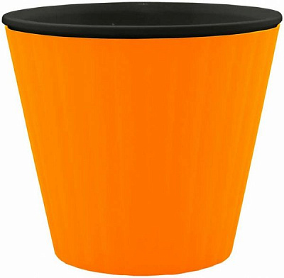 Горщик пластиковий Алеана Ібіс круглий 1л помаранчевий із чорним (114032)