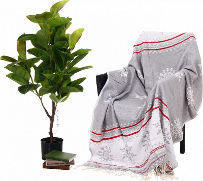 Плед дизайн 7 Різдвяна колекція 140x200 см сірий із малюнком Ярослав