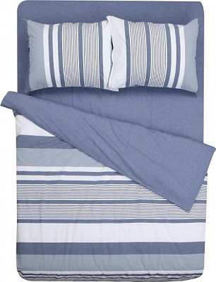 Комплект постільної білизни Exclusive Stone Wash Denim 1,5 синій із білим La Nuit