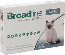 Средство Frontline от внутриних и внешних паразитов, для кошек до 2,5 кг (за 1 п-тку 0,3мл, 3 в уп.)