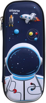 Пенал шкільний на блискавці Космонавт темно-синій
