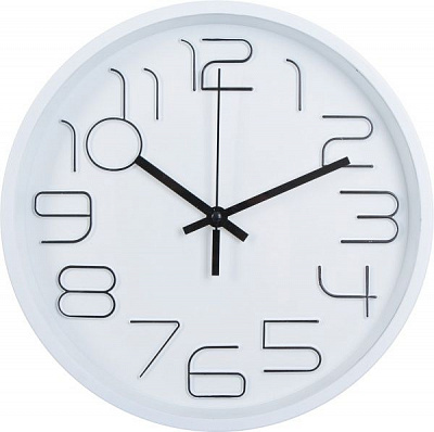 Часы настенные Moment белый с черными цифрами 30 см