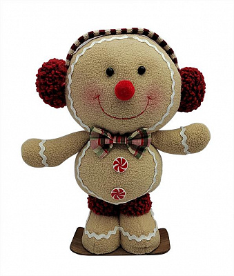 Декорация новогодняя пряник бежево-красный 25х14х32 см