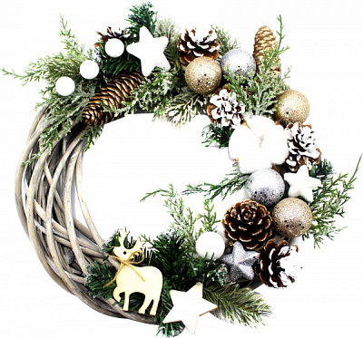 Вінок святковий Meizhou Huafu Trading ротанговий забілений d30 мм W01-1319-4