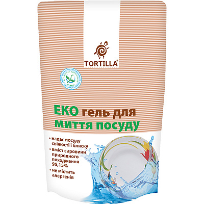 Моющее средство для ручного мытья посуды TORTILLA Эко гель 0,5л