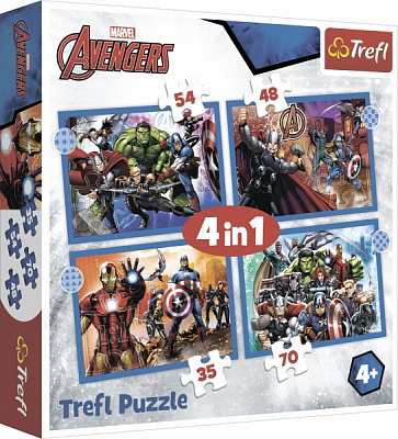 Пазл Trefl 4 в 1 Храбрые мстители 34386