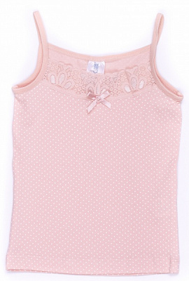 Майка детская для девочек Luna Kids в горошек р.122-128 пудровый VD 0157 /пудровий в білий горо 