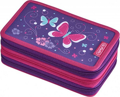 Пенал 31 предмет Triple Butterfly 50021048 Herlitz фиолетовый