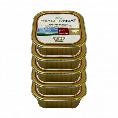 Корм для дорослих собак для усіх порід Healthy Meat паштет монопротеїн 4+1 телятина і зелена квасоля 150 г