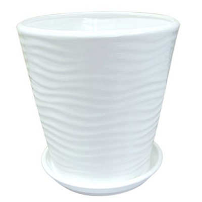 Горщик керамічний Оріана-Запоріжкераміка Нова Хвиля №2 круглий 9л глянець білий