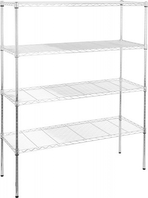 Стеллаж металлический хромированный 1500x1200x450 мм серый металлик