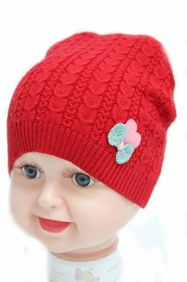 Шапочка детская для девочек Kraft+ р.46-48 красный 1413 