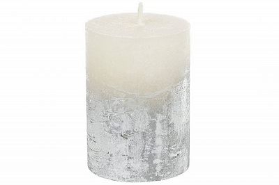 Свеча Цилиндр C07*10/1-1.1-9.1 омбре белая в серебре Candy Light