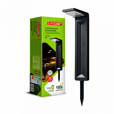 Світильник на сонячній батареї Eurolamp 2 Вт IP54 чорний LED-2W/6500K(S1)