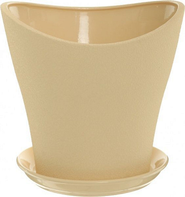 Кашпо керамическое Ориана-Запорожкерамика Волна №1 шелк фигурный 6,8л бежевый 