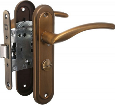 Замок врезной с ручками Blazer санузловый MACC WC 47,5 мм матовая бронза