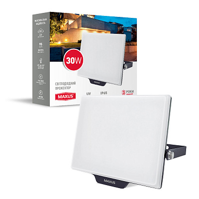 Прожектор світлодіодний Maxus 30 Вт IP65 білий 1-MFL-03-3050